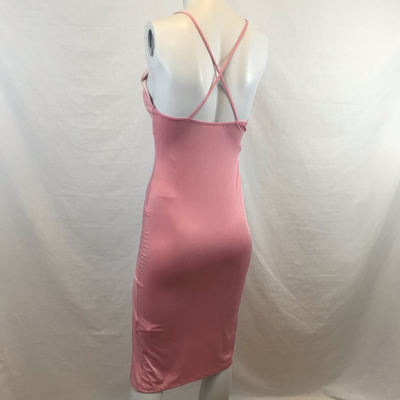 2/$40 Pink Side Slit Midi Dress - Picture 7 of 7